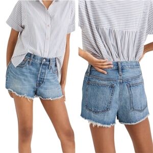 Madewell Relaxed Denim Shorts Womens Size 24 Light Blue Frayed Hem Jean Shorts